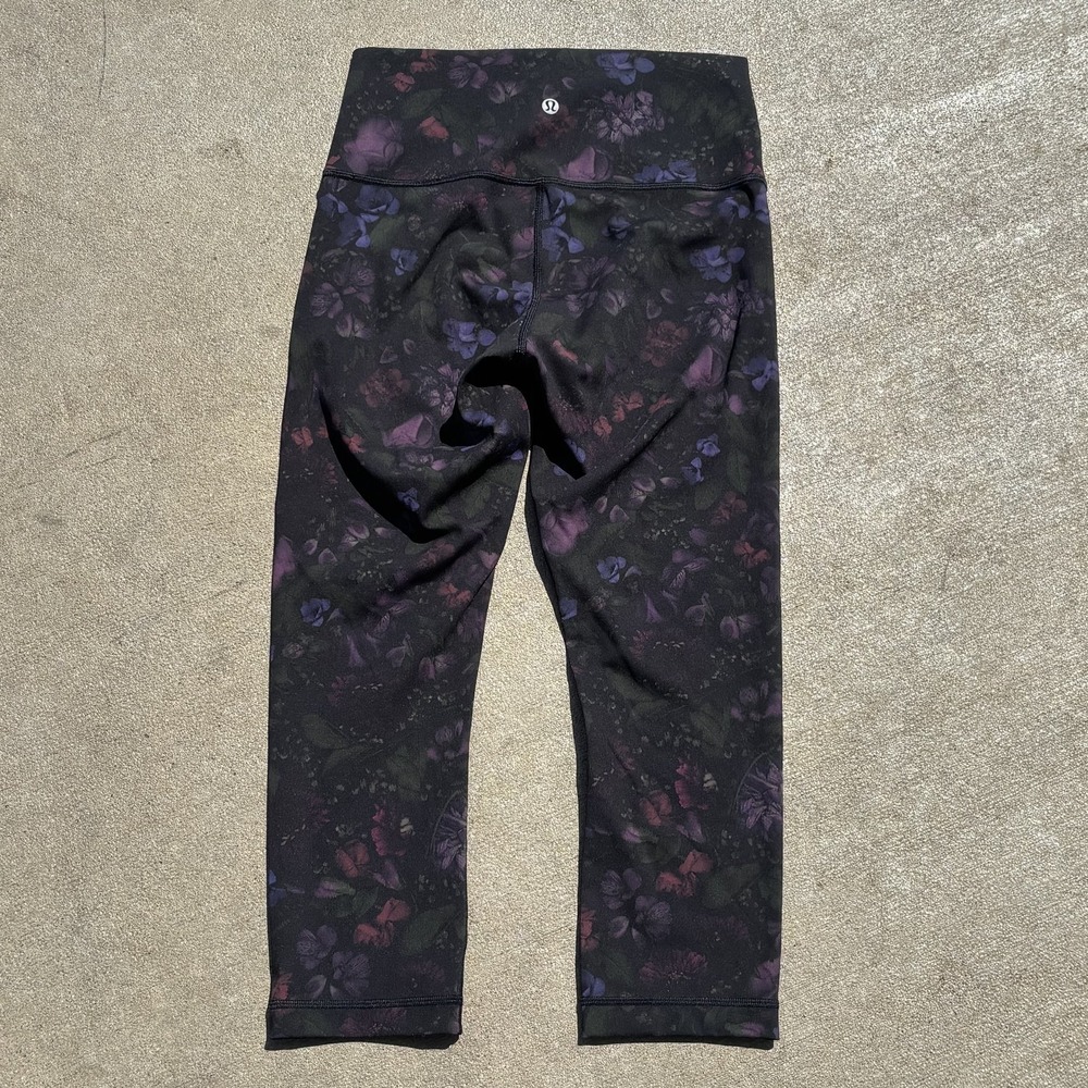Lululemon Wunder Under High Rise Crop 21 Dark Flora Multi Floral Leggings Size 6